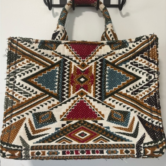 ZARA Aztec Tribal Boho Hippie Multicolor Tote Bag Handbag Crossbody Strap